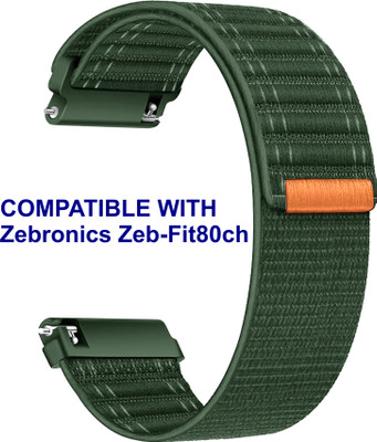 ACM WSM39A20GR2356 Watch Strap Nylon Soft 20mm for Zebronics Zeb-Fit80ch Smartwatch Green Smart Watch Strap(Green)