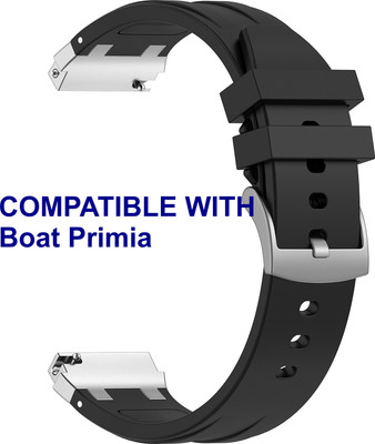 ACM WSM36X22BK2648 Watch Strap Metal Hook Silicone 22mm for Boat Primia Smartwatch Black Smart Watch Strap(Black)