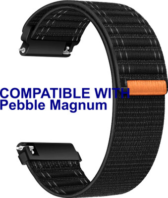 ACM WSM39A22BK3488 Watch Strap Nylon Soft 22mm for Pebble Magnum Smartwatch Belt Black Smart Watch Strap(Black)