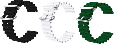 BLACK LOVIES 20 Ocean Smart Watch Band Strap (Pack of 3) Smart Watch Strap(Black, White, Green)