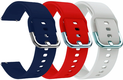 AOnes Pack of 3 Silicone Watch Strap & Metal Buckle for Fastrack Limitless Fs2 Classic Smart Watch Strap(Blue, Red, White)