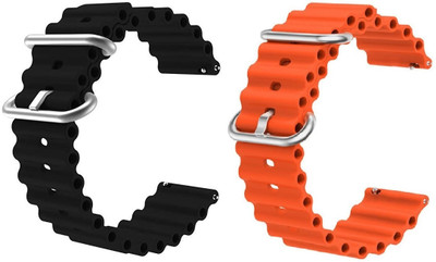 PUNAK 22 MM Ocean Loop Strap Band. Belt Smart Watch Strap(Black, Orange)