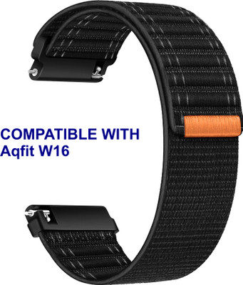 ACM WSM39A22BK2836 Watch Strap Nylon Soft 22mm for Aqfit W16 Smartwatch Black Smart Watch Strap(Black)