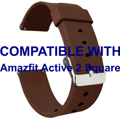 ACM WSM7A20BR3909 Watch Strap Silicone Belt 20mm for |Amazfit Active 2 Square Smartwatch Brown Smart Watch Strap(Brown)