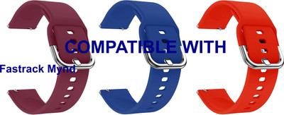 ACM WSM8H22BPUDBLRD5003 Pack of 3 Watch Strap Hook Belt 22mm for |Fastrack Mynd Smartwatch (Purple/Blue/Red) Smart Watch Strap(Mullti Color)
