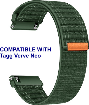 ACM WSM39A20GR2229 Watch Strap Nylon Soft 20mm for Tagg Verve Neo Smartwatch Green Smart Watch Strap(Green)