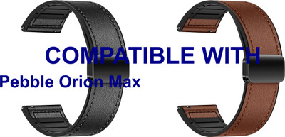 ACM WSM28P20BKBR2972 Pack of 2 Watch Strap Leather Magnetic Silicone 20mm for Pebble Orion Max Smartwatch (Black/Brown) Smart Watch Strap(Mullti Color)