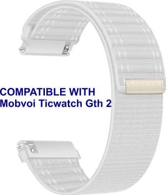 ACM WSM39A22WT3047 Watch Strap Nylon Soft 22mm for Mobvoi Ticwatch Gth 2 Smartwatch Belt White Smart Watch Strap(White)