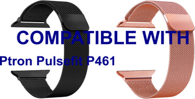ACM WSM4M40BKRSG1151N1 Pack of 2 Sliding 44mm 49mm Watch Strap Magnetic for |Ptron| Pulsefit P461 Smartwatch Black/Rose Gold Pink Smart Watch Strap(Mullti Color)