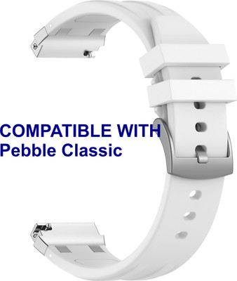 ACM WSM36X22WT1172 Watch Strap Metal Hook Silicone 22mm for Pebble Classic Smartwatch White Smart Watch Strap(White)