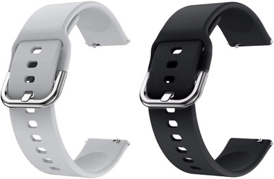 PUNAK 22 MM Soft Silicon Smartwatch Band Straps Pack of 2 Smart Watch Strap(Grey, Black)
