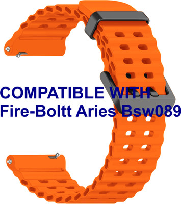 ACM WSM40B22OR3084 Watch Strap Silicone Sports 22mm for |Fire-Boltt Aries Bsw089 Smartwatch Belt Orange Smart Watch Strap(Orange)
