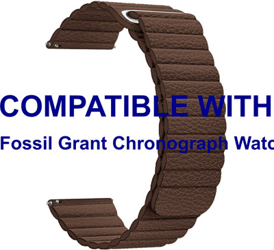ACM WSM10L22BR4021 Leather Watch Strap Belt 22mm for Fossil Grant Chronograph Watch Fs4735 Brown Smart Band Strap(Brown)
