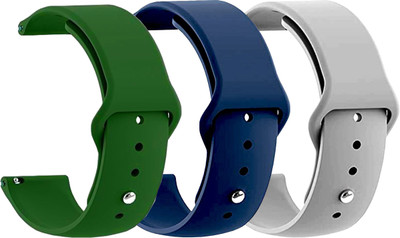 PUNAK 22MM Silicon Smart Watch Strap PACK OF 3 Smart Watch Strap(Green, Blue, Grey)