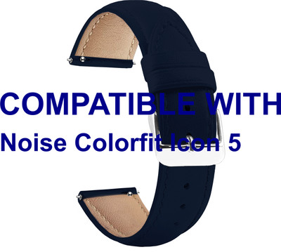 ACM WSM14B22BL3914 Watch Strap Leather Belt 22mm for Noise Colorfit Icon 5 Smartwatch Blue Smart Watch Strap(Blue)
