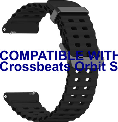 ACM WSM40B22BK3152 Watch Strap Silicone Sports 22mm for Crossbeats Orbit Styl Call Smartwatch Belt Black Smart Watch Strap(Black)