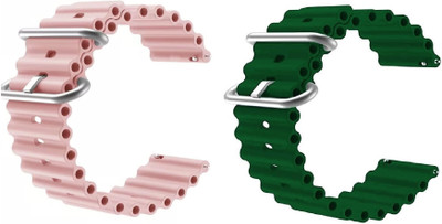 PUNAK 22 MM Ocean Loop Smartwatch Strap Band. Smart Watch Belt Smart Watch Strap(Pink, Green)