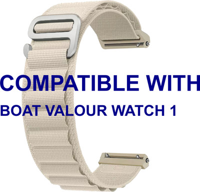 ACM WSM17E22WT3918 Watch Strap Nylon Hook Belt 22mm for BOAT VALOUR WATCH 1 Smartwatch White Smart Watch Strap(White)