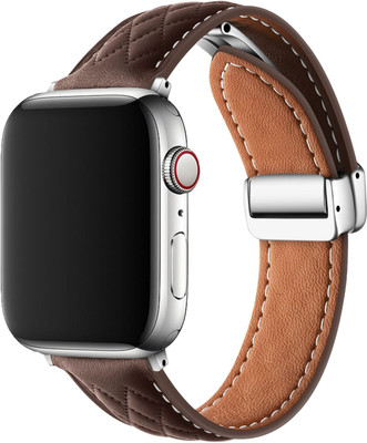 Tint ARGYLE Genuine Leather Watch Strap Smart Watch Strap(Brown)