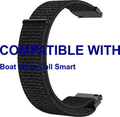 ACM WSM3V22BK3890 Watch Strap Nylon Loop Belt 22mm for |Boat Wave Call Smart Smartwatch Black Smart Watch Strap(Black)