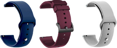 PUNAK 22MM Silicon Smart Watch Strap PACK OF 3 Smart Watch Strap(Blue, Mullti Color, Grey)