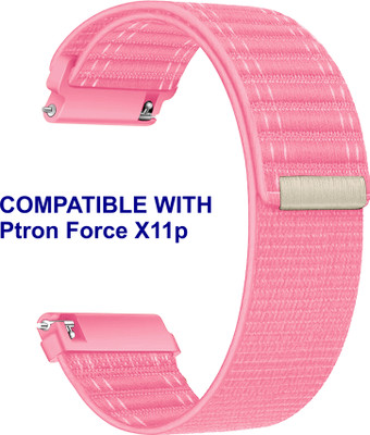 ACM WSM39A22PK3017 Watch Strap Nylon Soft 22mm for Ptron Force X11p Smartwatch Belt Pink Smart Watch Strap(Pink)