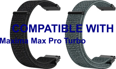 ACM WSM3V20BKGY2685 Pack of 2 Watch Strap Nylon Loop 20mm for |Maxima Max Pro Turbo Smartwatch (Black/Grey) Smart Watch Strap(Mullti Color)