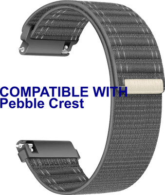 ACM Watch Strap Nylon Soft 22mm for Pebble Crest Smartwatch Grey M39 Smart Watch Strap(Grey)