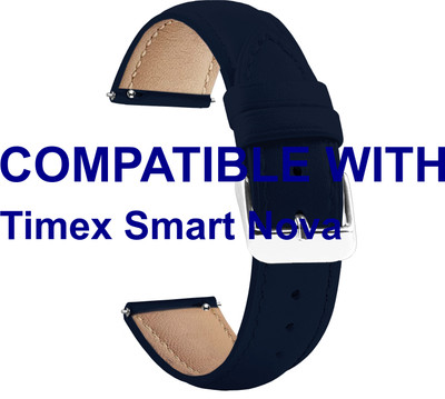 ACM WSM14B22BL3907 Watch Strap Leather Belt 22mm for |Timex| Smart Nova Smartwatch Blue Smart Watch Strap(Blue)