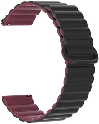 AOnes 22mm Watch Strap Magnetic Silicone Classy Color Belt for Noise Noisefit Fuse Smart Watch Strap(Black, Purple)