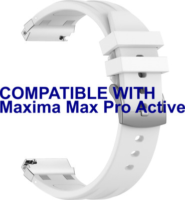 ACM Watch Strap Metal Hook Silicone for Maxima Max Pro Active Smartwatch White Smart Watch Strap(White)