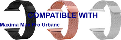 ACM WSM4M40BKRSGSL1675N1 Pack of 3 Sliding 44mm 49mm Watch Strap Magnetic for |Maxima Max Pro Urbane Smartwatch Black/Rose Gold Pink/Silver Smart Watch Strap(Mullti Color)