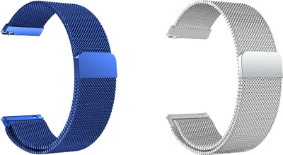 ACM Pack of 2 Watch Strap Magnetic for Fire-Boltt Ninja 3 Bsw030 (Blue/Silver) Smart Watch Strap(Mullti Color)