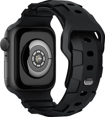 DailyObjects Black Lightweight Sport Series Silicone Smartwatch Band/Straps Compatible With Apple Watchband 42 mm/44 mm/45 mm/49 mm | Stylish & Flexible Slim Fit, Sporty Adjustable Strap For Apple Ultra iWatch Series SE 8 7 6 5 4 3 2 1 (Watch Not Included) Smart Watch Strap(Black)