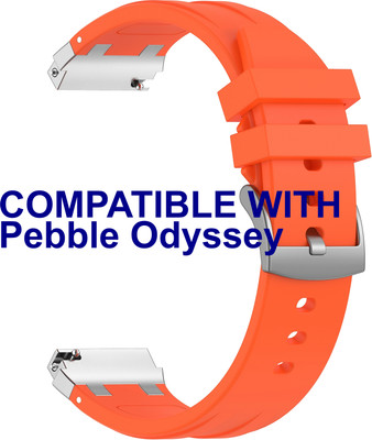 ACM WSM36X22OR3490 Watch Strap Metal Hook Silicone 22mm for Pebble Odyssey Smartwatch Belt Orange Smart Watch Strap(Orange)