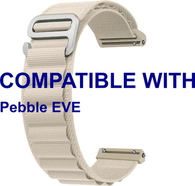 ACM WSM17E22WT3921 Watch Strap Nylon Hook Belt 22mm for Pebble EVE Smartwatch White Smart Watch Strap(White)