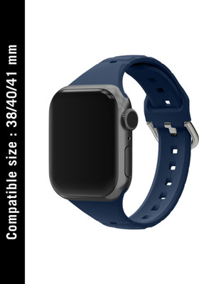 DailyObjects Premium Lightweight Blue Ribbed Silicone Wrist Band For 38mm/40mm/41mm | Compatible For Iwatch Series Ultra 8 7 6 5 4 3 Smart Watch Strap(Blue)