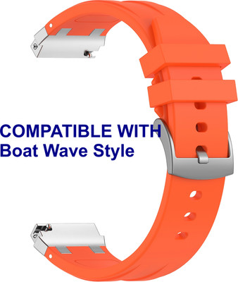 ACM WSM36X20OR2833 Watch Strap Metal Hook Silicone 20mm for Boat Wave Style Smartwatch Orange Smart Watch Strap(Orange)