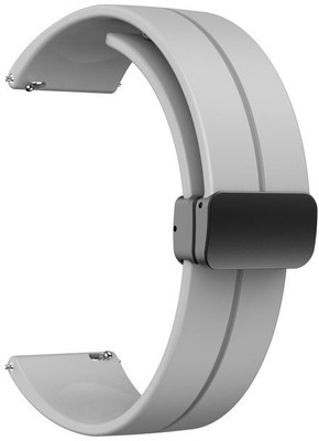 AOnes Silicone Belt Magnetic Folding Buckle for Noisefit Endeavour Smart Watch Strap(Grey)