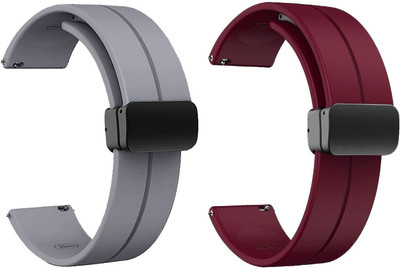BLACK LOVIES 20MM Soft Silicon Magnetic Buckle Smart Watch Strap Smart Watch Strap(Grey, Purple)