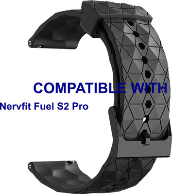 ACM WSM29Q20BK3915 Watch Strap Silicone Designer Belt 20mm for Nervfit Fuel S2 Pro Smartwatch Black Smart Watch Strap(Black)