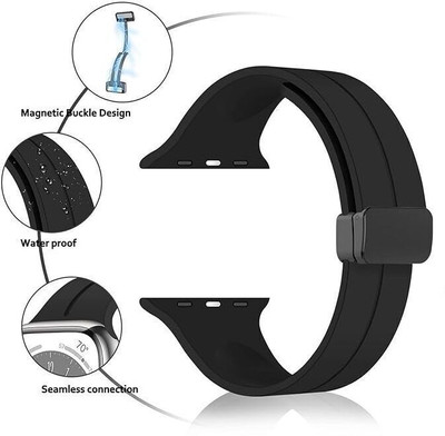 DARKFIT Magnetic Clasp Silicone Bands/Straps Compatible with Watch 49mm 46mm 45mm 44mm 42mm, Adjustable Magnetic Strap for iWatch Ultra & Ultra 2 Series SE 10 9 8 7 6 5 4 3 2 1 (Only Strap, Watch NOT Included) Smart Watch Strap(Black)