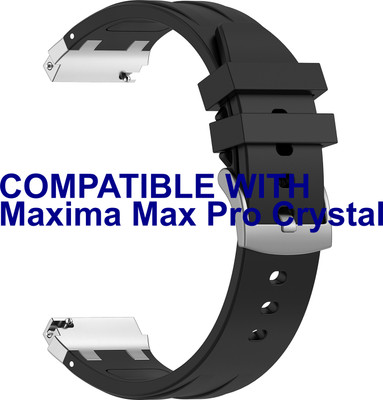 ACM Watch Strap Metal Hook Silicone for Maxima Max Pro Crystal Smartwatch Black Smart Watch Strap(Black)