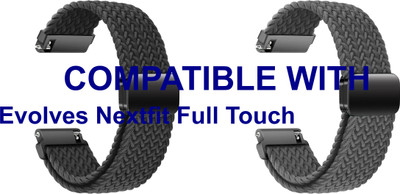 ACM WSM26N20BKGY1310 Pack of 2 Watch Strap Woven Braided Magnetic 20mm for Evolves Nextfit Full Touch Smartwatch (Black/Grey) Smart Watch Strap(Mullti Color)