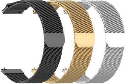 AOnes Pack of 3 Magnetic Loop Watch Strap for Ptron Reflect Classic Smart Watch Strap(Black, Gold, Silver)