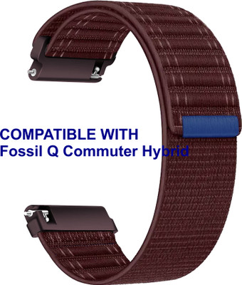 ACM WSM39A22PU1057 Watch Strap Nylon Soft 22mm for Fossil Q Commuter Hybrid Smartwatch Burgundy Purple Smart Watch Strap(Purple)