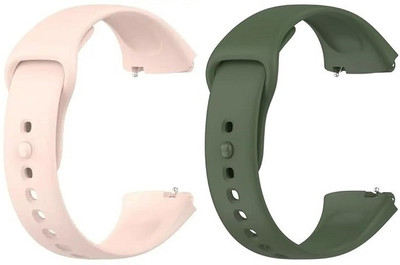 RUPELIK Pack Of 2 Silicone Watch Band Compatible With rEdMi Watch 3 Lite /Watch 3 Active Smart Watch Strap(Pink, Green)