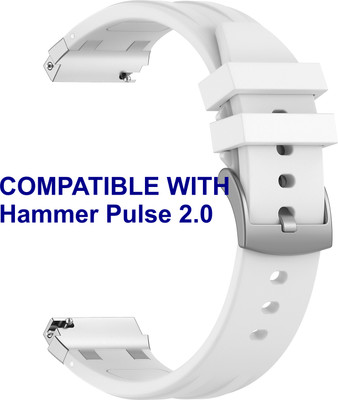 ACM WSM36X20WT2317 Watch Strap Metal Hook Silicone 20mm for Hammer Pulse 2.0 Smartwatch White Smart Watch Strap(White)