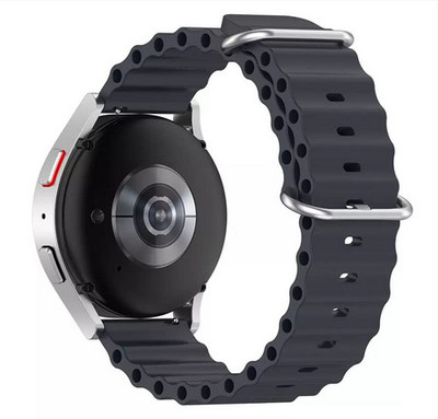 THE MOBILE POINT Ocean Silicone Watch Bands for Universal 20MM Size Replacement Smart Watch Strap(Black)