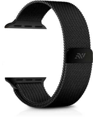 NECESORIES Metal Magnetic Milanese Loop Band for Iwatch 42/44/45/46/49 mm Smart Watch Strap(Black)